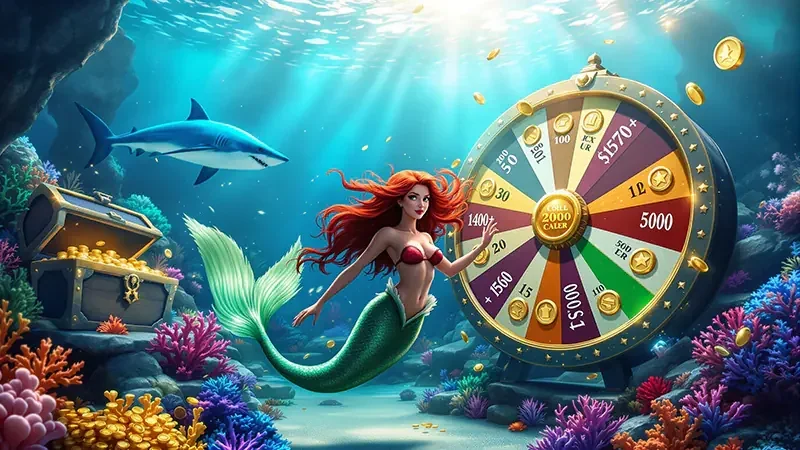 Arena bawah laut dengan sasaran ikan dan kontrol meriam